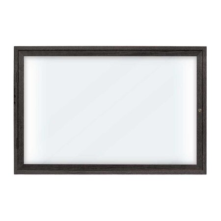 United Visual Products Sliding Door Indoor Enclosed Corkboard, 6 UV9026ACS-WHITE-DBURGU